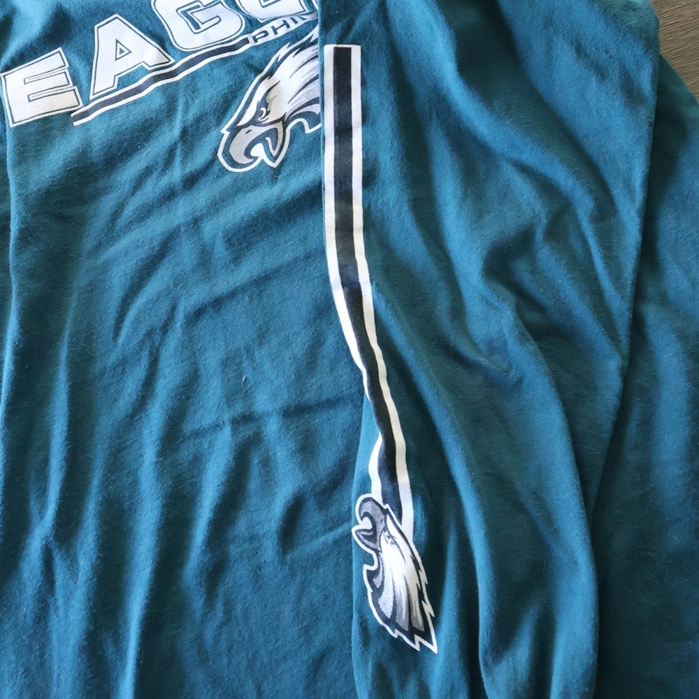 Y2K‎ Majestic Philadelphia Eagles Mens Medium Long Sleeve T-Shirt Midnight Green - Picture 5 of 9